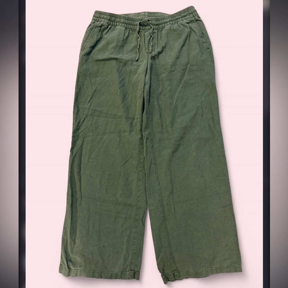 Old Navy Olive Green Linen Blend Wide Leg Pants – Size M